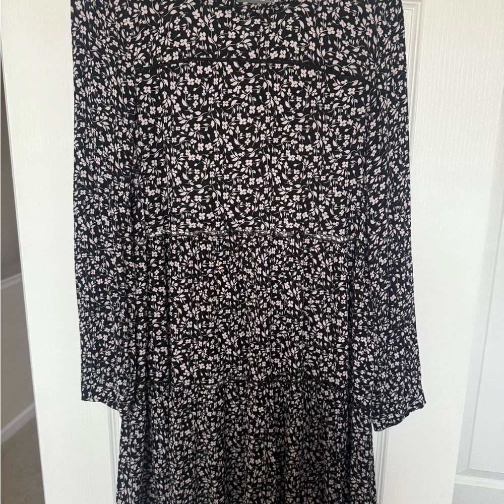 Floral Black and White Women's Dress